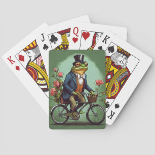 Fancy Frog on Bicycle - Quirky Design  Playing Cards