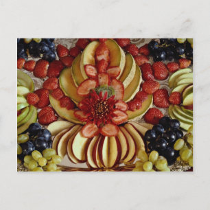 Fancy fruit plate postcard