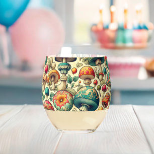 Fancy Fungi Stemless Wine Glass