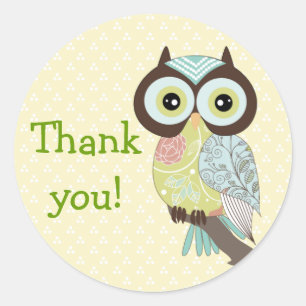 Fancy Funky Owl Thank you Stickers
