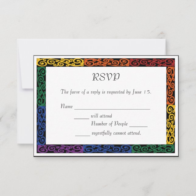 Fancy Gay Pride Custom Commitment Ceremony RSVP Card (Front)