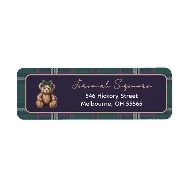 Fancy Girl Bear R.L. theme return address label (Front)