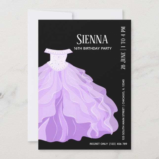 Fancy Glam Gown Dresses Invitation (Front)
