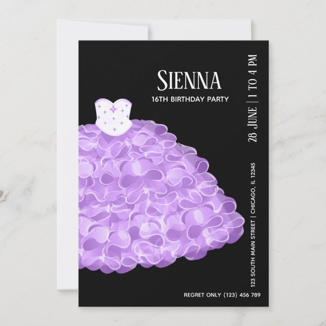 Fancy Glam Gown Dresses Invitation (Front)