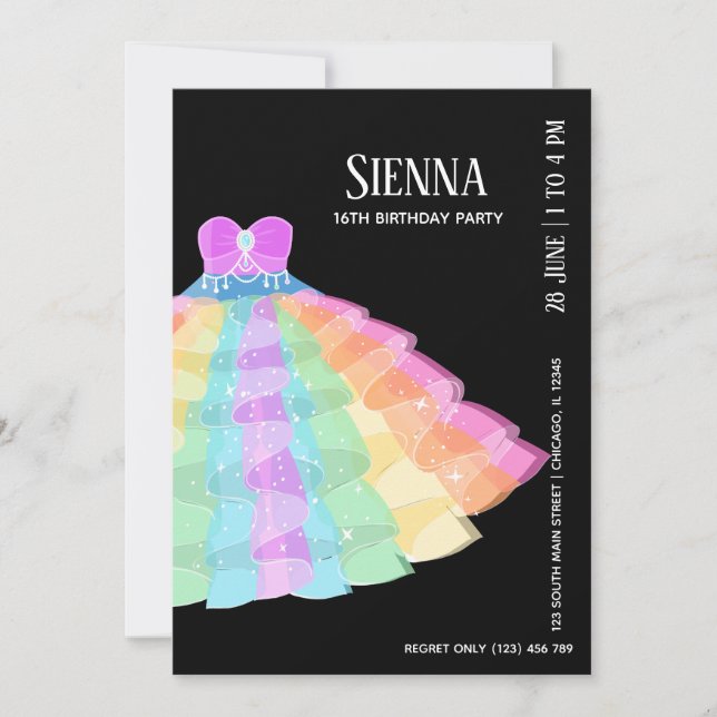 Fancy Glam Gown Dresses Invitation (Front)