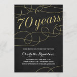 Fancy Gold 70th Birthday Party Invitation<br><div class="desc">This fancy,  stylish 70th birthday party invitation features elegant vintage flourishes,  script calligraphy that reads "70 years, " faux gold foil,  and a chic black background.</div>