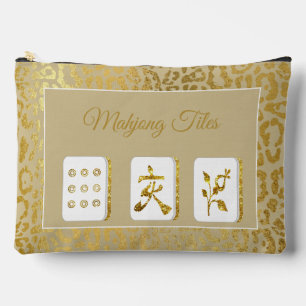 Fancy Gold and Tan Mahjong Tile Pouch
