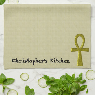 Fancy Gold Ankh Kitchen Towels