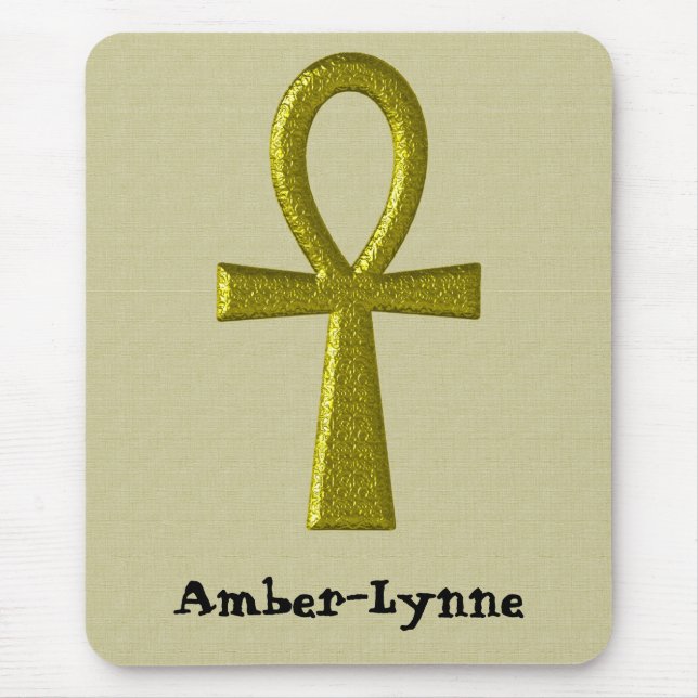 Fancy Gold Ankh Mousepad (Front)