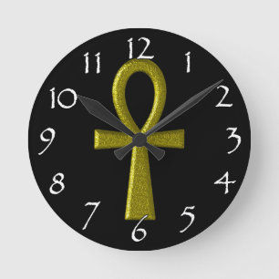 Fancy Gold Ankh Wall Clock