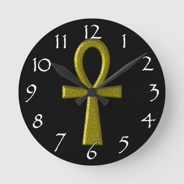 Fancy Gold Ankh Wall Clock (Front)