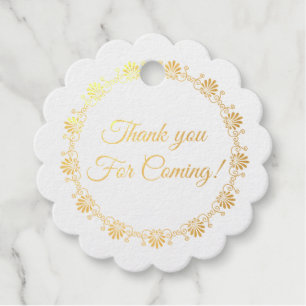 Fancy Gold Border Thank You Monogram Wedding Favour Tags