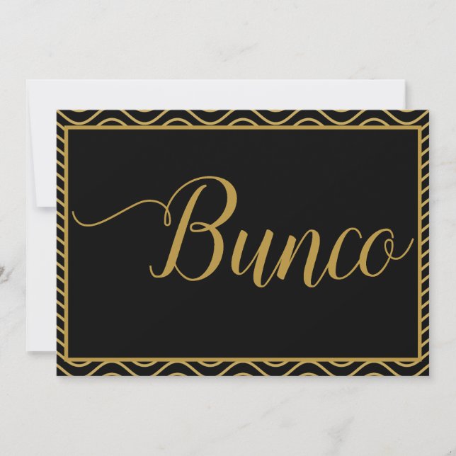 Fancy Gold Bunco Dice Game Invite (Front)