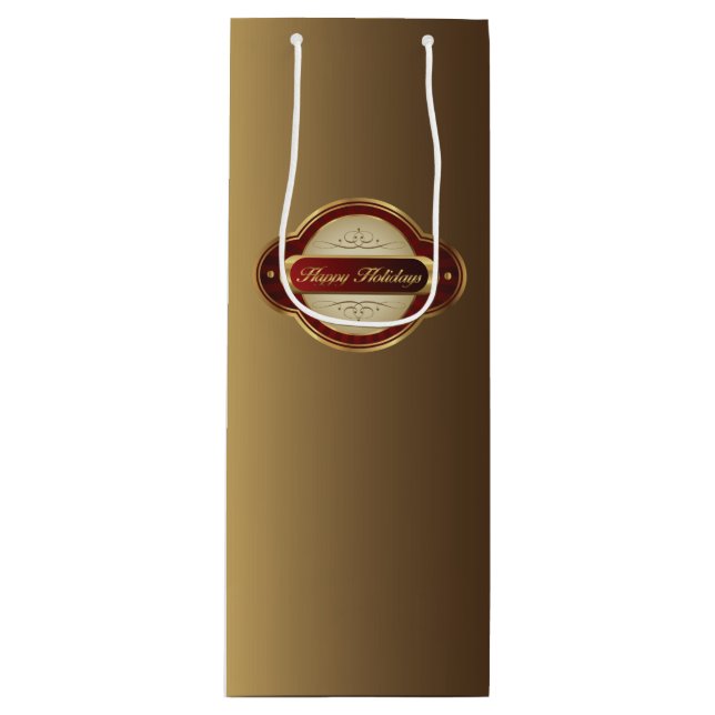 Fancy Gold & Burgundy Wine Gift Bag (Front)
