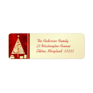 Fancy Gold Christmas Tree - Return Address Labels