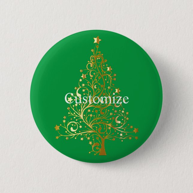 Fancy Gold Christmas Tree Thunder_Cove  6 Cm Round Badge (Front)