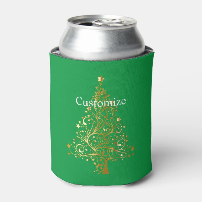 Fancy Gold Christmas Tree Thunder_Cove  Can Cooler (Can Front)