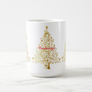 Fancy Gold Christmas Tree Thunder_Cove Coffee Mug
