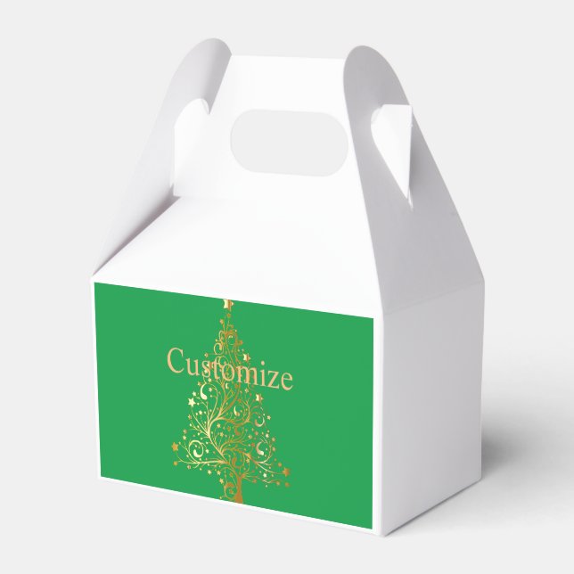 Fancy Gold Christmas Tree Thunder_Cove Favour Box (Front Side)