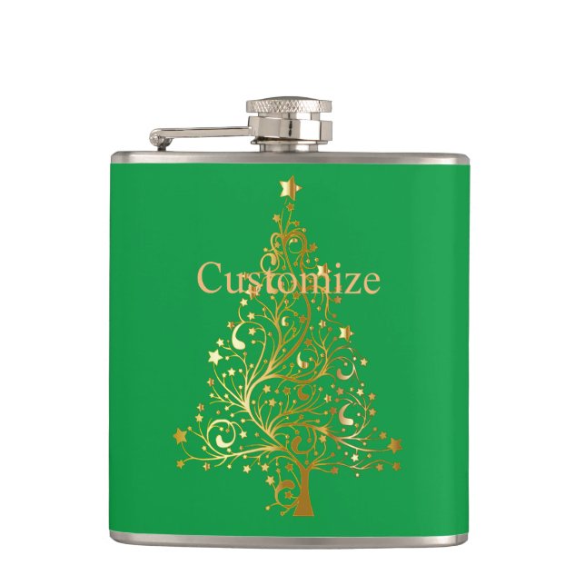 Fancy Gold Christmas Tree Thunder_Cove  Hip Flask (Front)