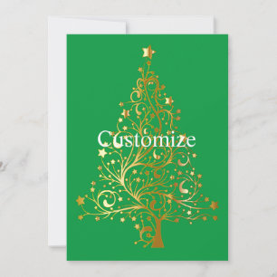 Fancy Gold Christmas Tree Thunder_Cove Invitation