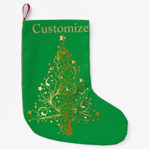Fancy Gold Christmas Tree Thunder_Cove  Small Christmas Stocking