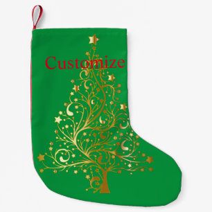 Fancy Gold Christmas Tree Thunder_Cove Small Christmas Stocking