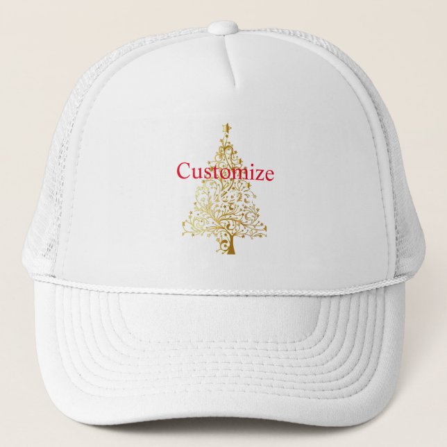 Fancy Gold Christmas Tree Thunder_Cove  Trucker Hat (Front)
