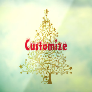 Fancy Gold Christmas Tree Thunder_Cove Window Cling