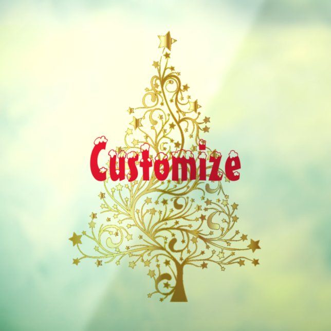 Fancy Gold Christmas Tree Thunder_Cove Window Cling (Sheet 3)