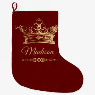 Fancy Gold Crown Large Christmas Stocking