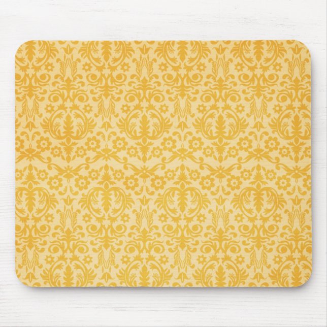 Fancy Gold Damask Pattern Mousepad (Front)
