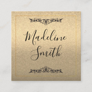 Fancy Gold Glitter Lux Square Business Card