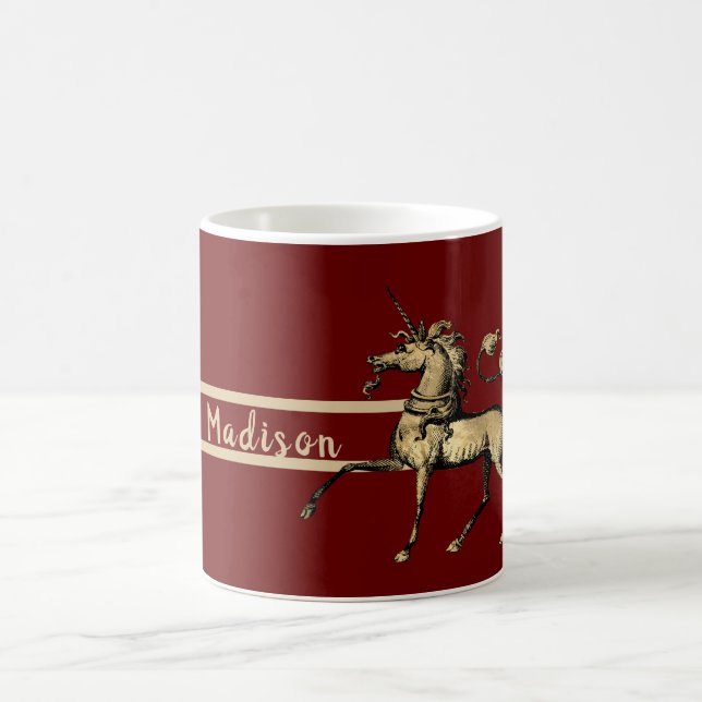 Fancy Gold Heraldic Unicorn Coffee Mug (Center)