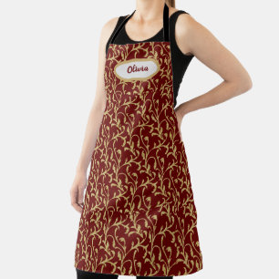 Fancy Gold Leaf Filigree Pattern Personalised Apron