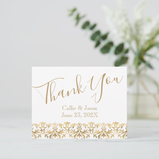 Fancy Gold Lettering Thank You Card (Standing Front)