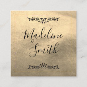 Fancy Gold Lux Square Business Card
