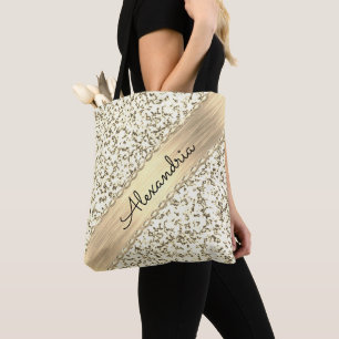 Fancy Gold Shimmery Marble Tote Bag