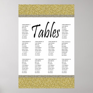 Fancy Gold Silver Glitter Design Seating Chart