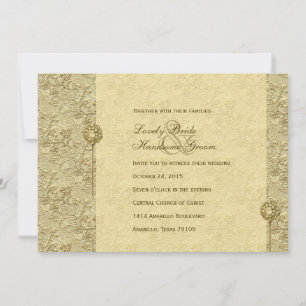 Fancy Gold Vintage Brocade Wedding Invitations