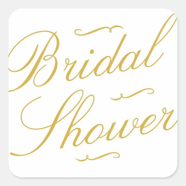 Fancy Gold & White Bridal Shower Stickers (Front)