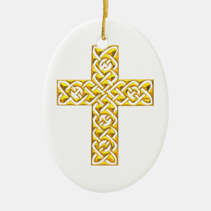 Fancy Golden Cross Ceramic Tree Decoration
