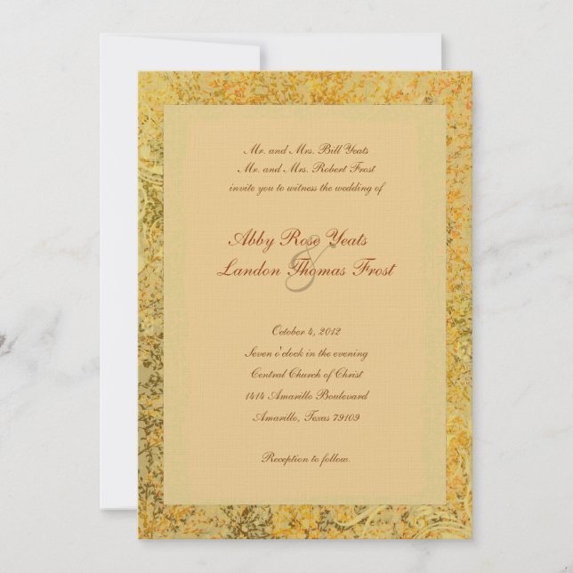 Fancy Golden Fall Wedding Invitation (Front)