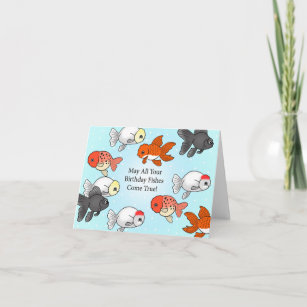 Fancy Goldfish cute goldfish rancho fish Birthday Card