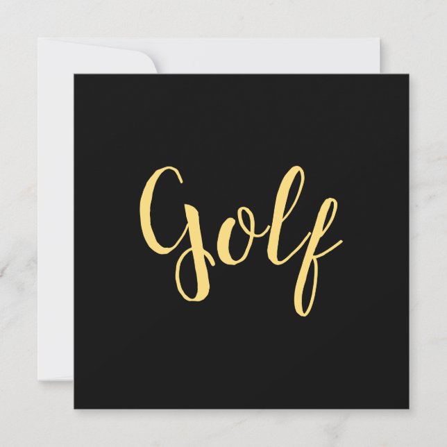 Fancy GOLF Script On Bold Modern Elegant Black Announcement (Front)