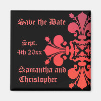 Fancy Goth fleur de lys damask save the date