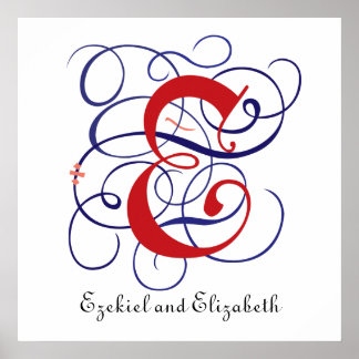 Fancy Gothic Caps Letter E, 300dpi PNG Poster