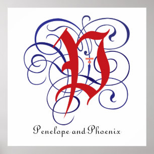 Fancy Gothic Caps Letter P, 300dpi PNG Poster