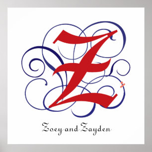 Fancy Gothic Caps Letter Z, 300dpi PNG Customise Poster