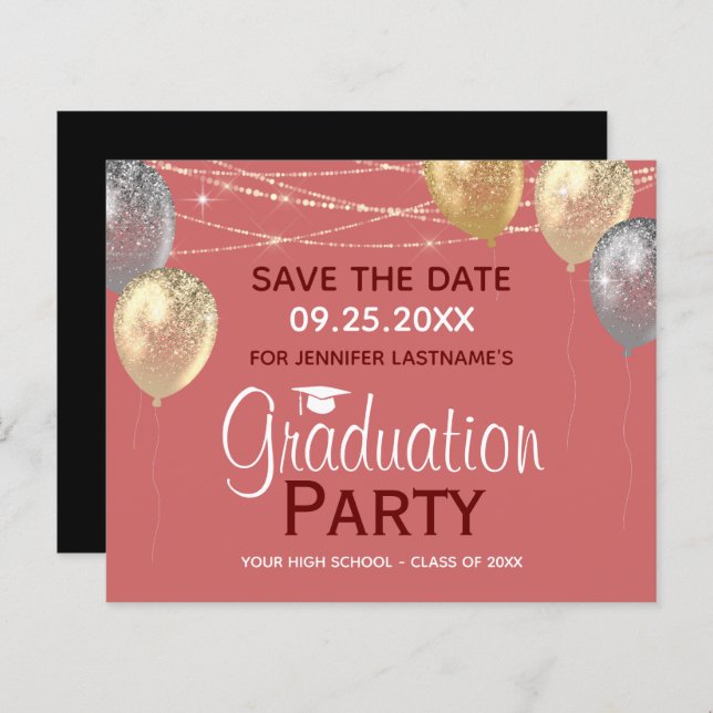 Fancy Graduation Party Save the Date Invitation (Front/Back)